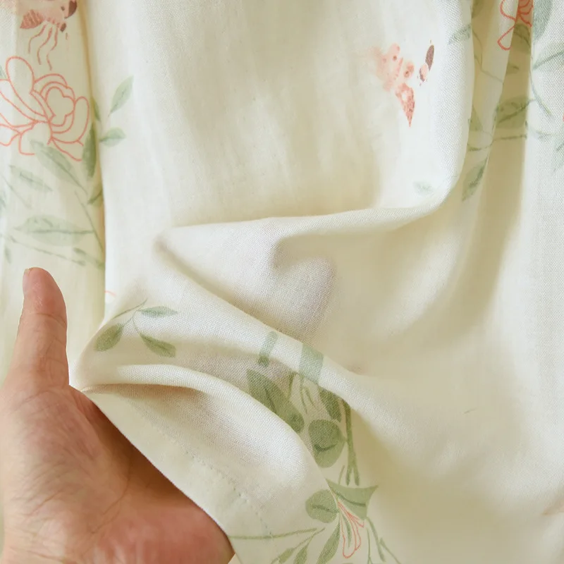 Neue Pyjamas Frau Baumwolle Nachtwäsche Set Lose Beiläufige Hause Tragen Kleidung Drucken Vintage Nachtwäsche Pijama Weibliche Schlafen Nachthemd – Detail 11