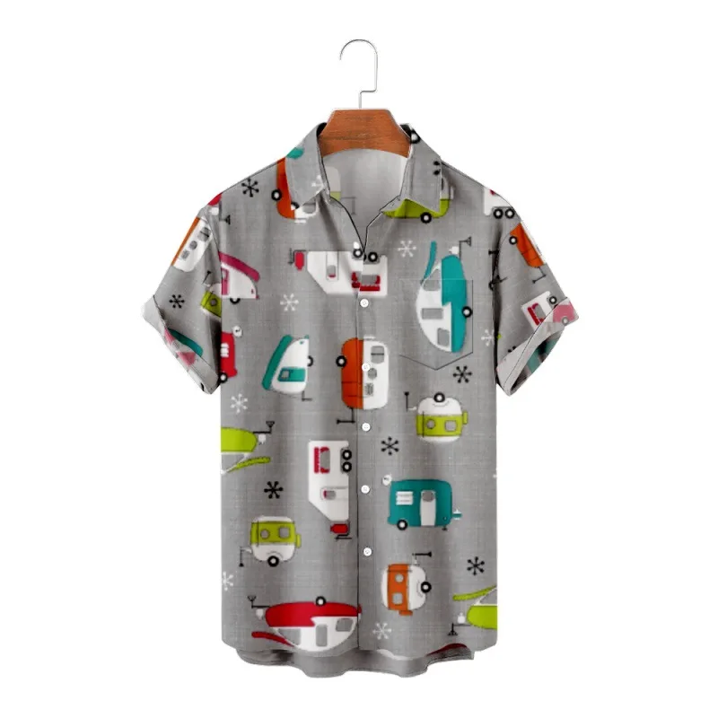 Cartoon Shirt Men's Car Fashion Hawaiian Shirt Picasso Art Print Cozy Casual Street Short Sleeve Vacation Unisex shirts top