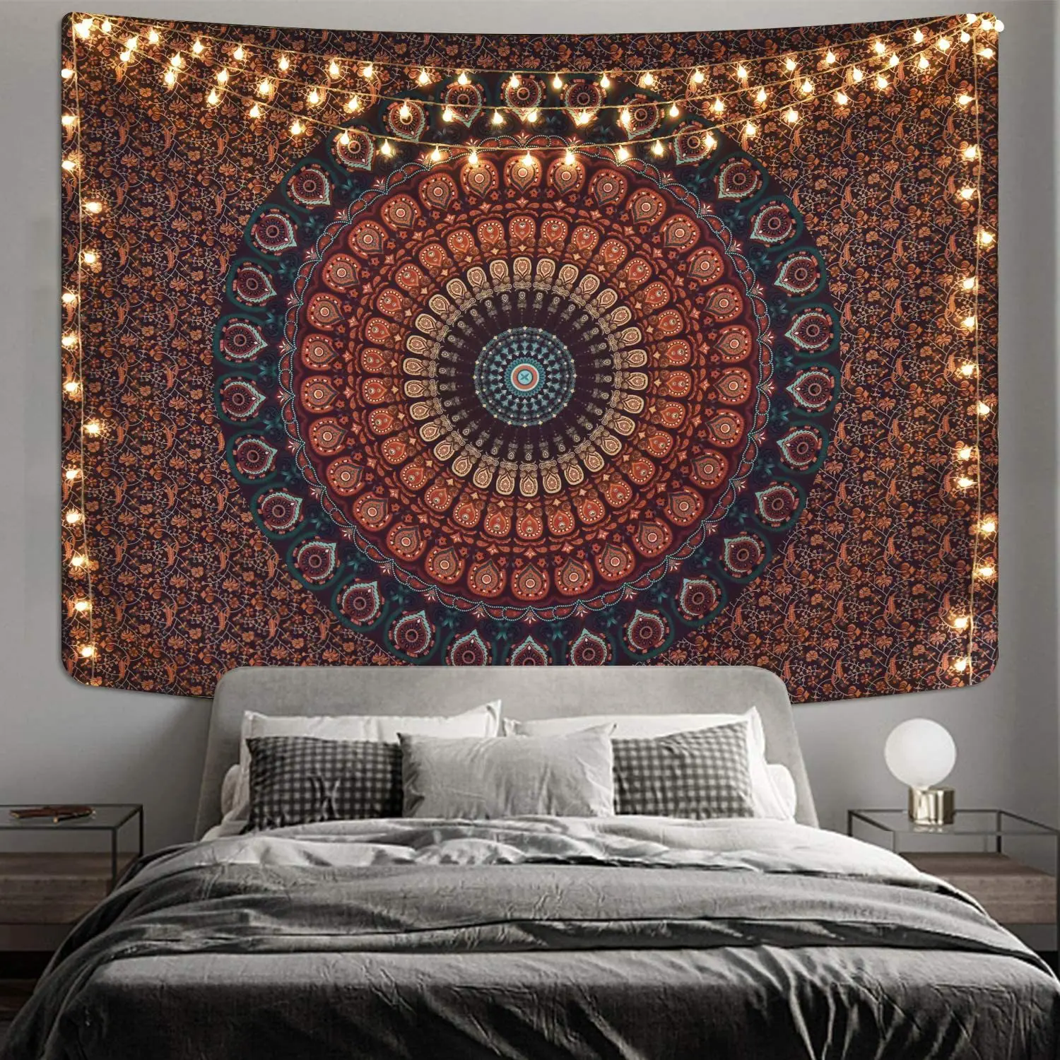 Indian Hippie Bohemian Psychedelic Peacock Mandala Wall Hanging Bedding Tapestry 
