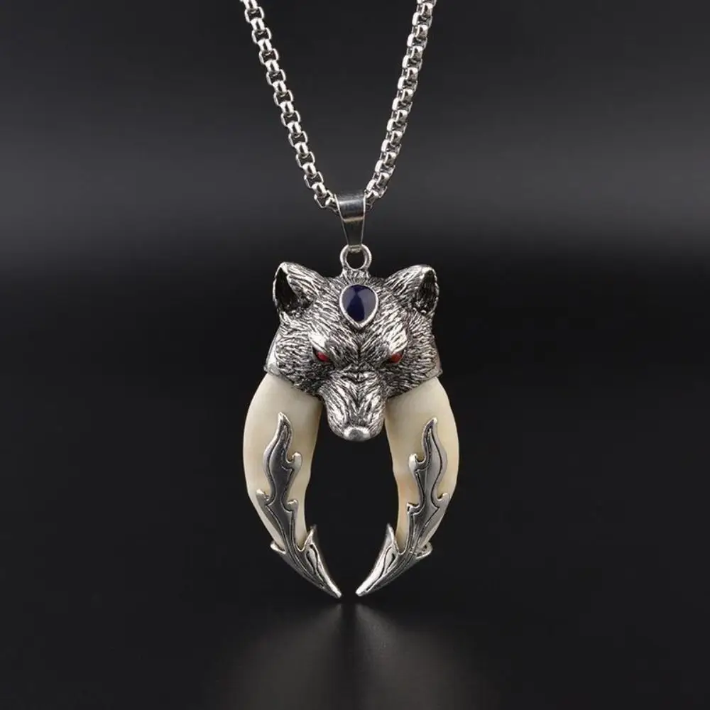 Zinc Alloy Wolf Fangs Necklace Vintage Tooth Bone Jewellery