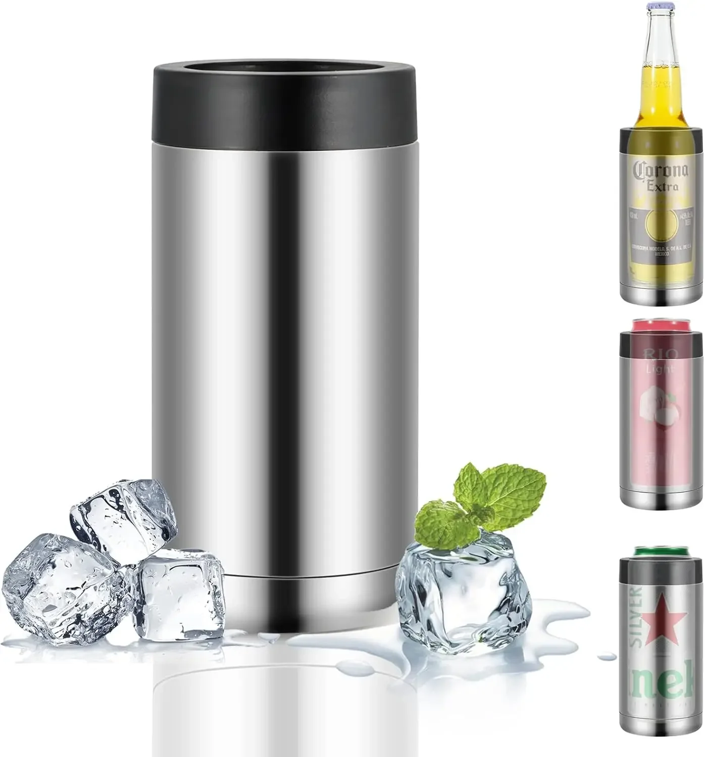 Description Picture 2 of itemDouble Wall Stainless Steel Insulated Can Cooler Bottle Holder Double Wall Vacuum Insulated Beer Bottle Cooler Bar Accessories