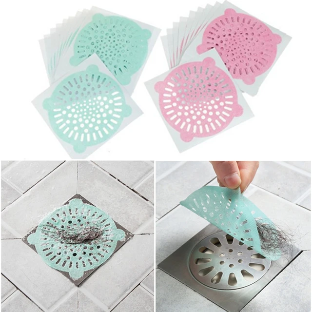 10pcs Disposable Shower Drain Hair Catcher, Anti-Blocking Floor