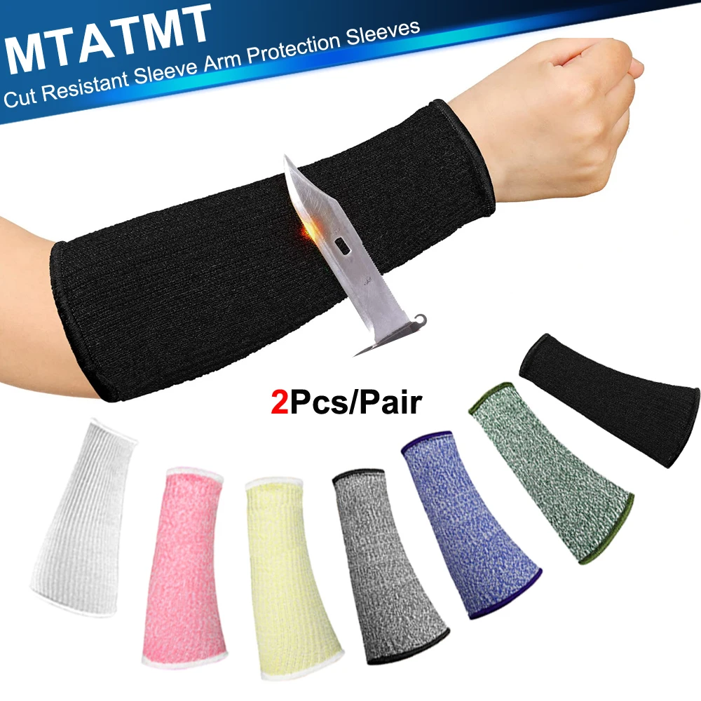 

MTATMT 1Pair Cut Resistant Sleeve Arm Protection Sleeves Level 5 Protection Safety Protective Sleeves for Men Women