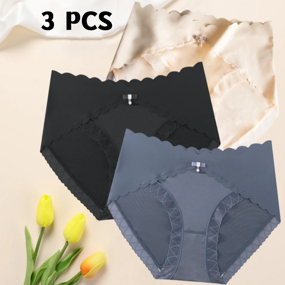 

New Seamless Underwear Ladies Breathable Waist Viscose Crotch Comfortable High Elastic Plus Size Girls Briefs 3