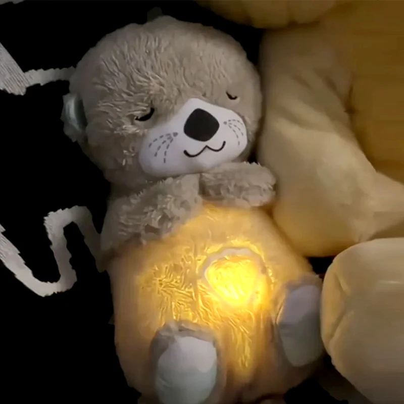 Baby Plush Doll Cute Soothing Otter Calming Anxiety Relief Koala Sleep Buddy Simulated Plush Music Doll With Lights 4