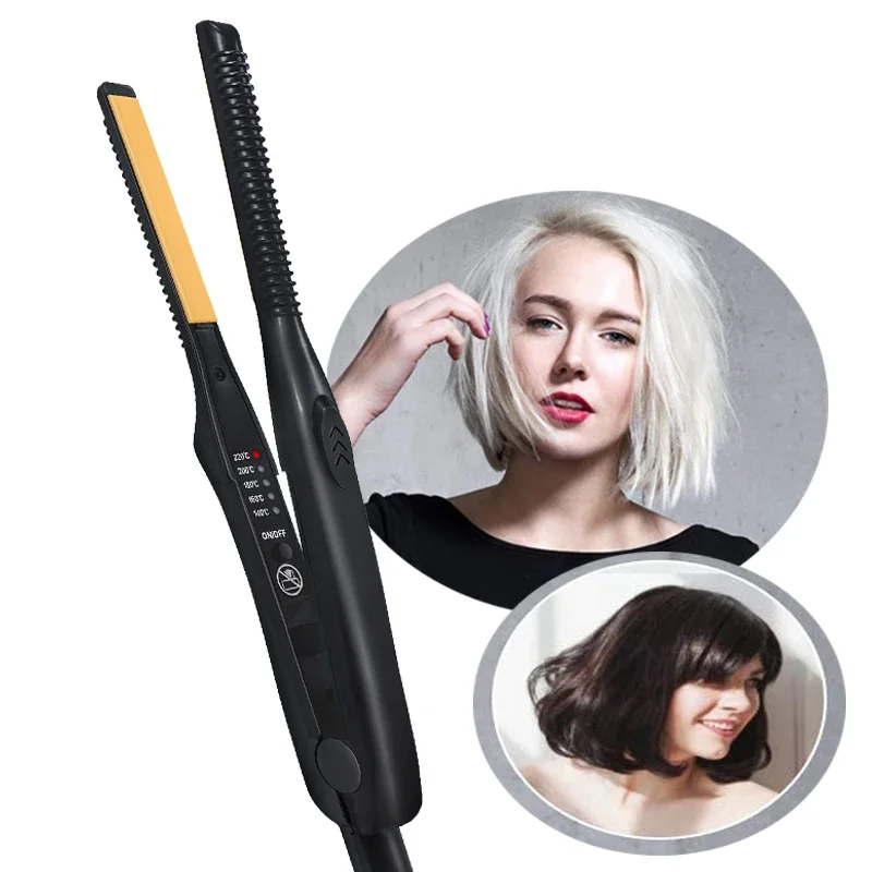 Mini Teddy Wave Hair Straightener Thin Pencil Flat Iron Titanium Professional Salon Hair Curler for Short Hair for men and women 4