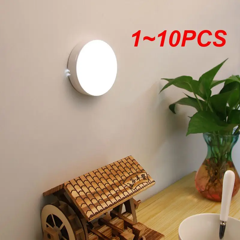 

1~10PCS Motion Sensor LED Night Light USB Rechargeable Wall-Mounted Bedroom Stairs Cabinet Wardrobe Body Induction Lamps