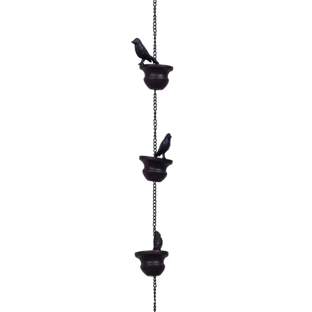 2.4 meter Rain Chain Black Bird Rain Chain Water Drain Gutter for Garden Park Home Roof Downspout Decoration