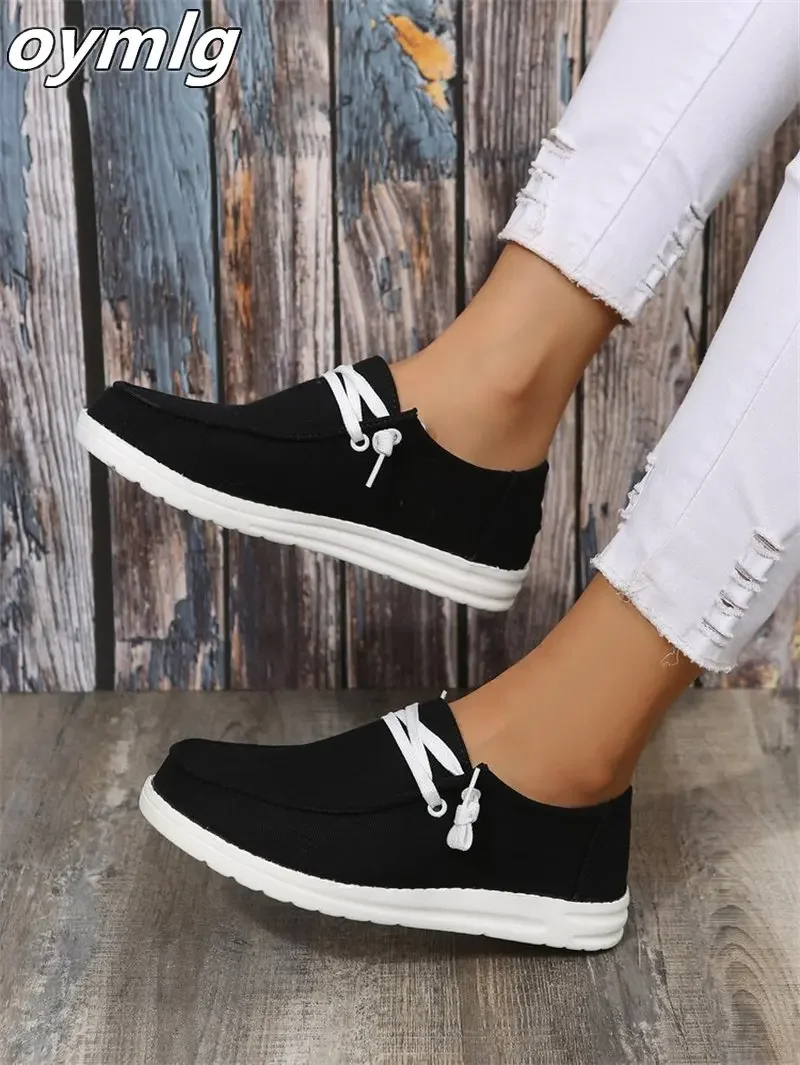 New Lazy Shoes 2024 Fall Large Size Casual Shoes Flat Bottom Overfoot Loafers Shallow Mouth Women's Shoes
