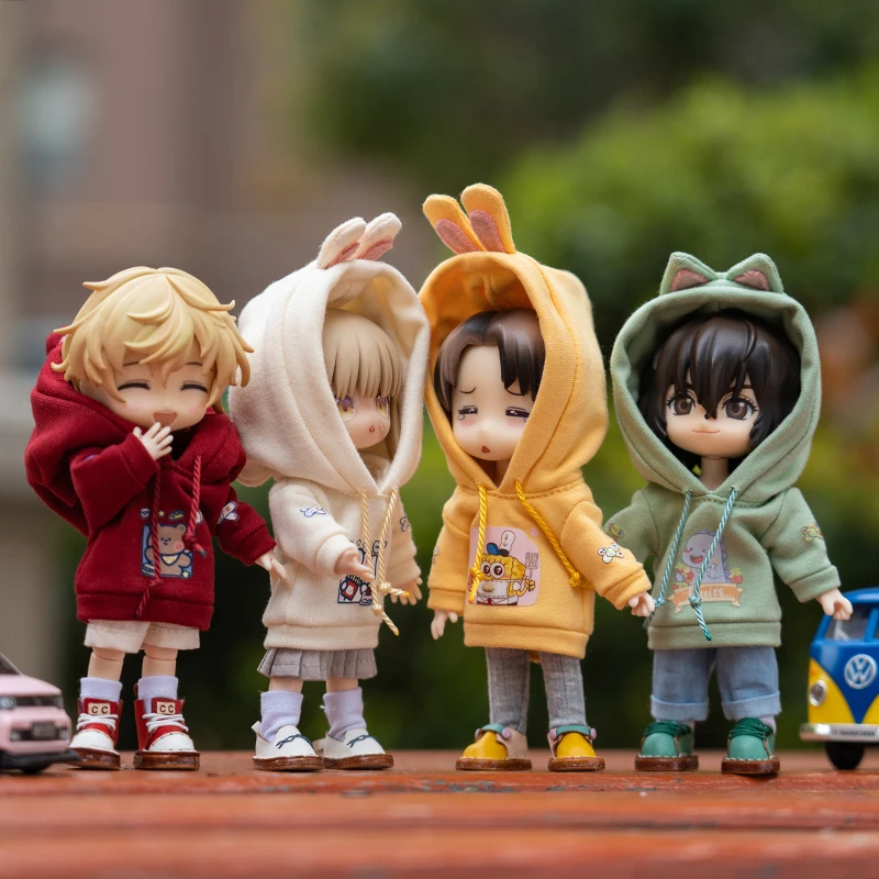 OB11 Doll Clothes Long Sleeved Sweater Cute Cartoon Pattern Rabbit Ear Hoodies For Obitsu11 Molly GSC YMY P9 Body 1/12bjd Dolls 6