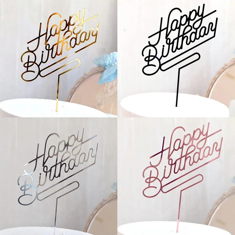 

5pcs Cake Decorating Supplies Acrylic Happy Birthday Cake Topper for Birthday Cake Decoration Birthday Cupcake Sign Topper Sign