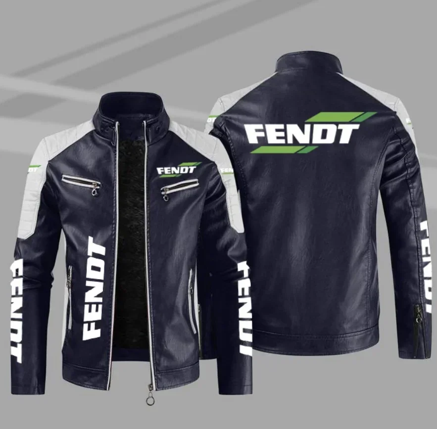 

Куртка мужская из экокожи с логотипом Fendt, повседневная Байкерская мотоциклетная куртка, брендовая одежда, осень