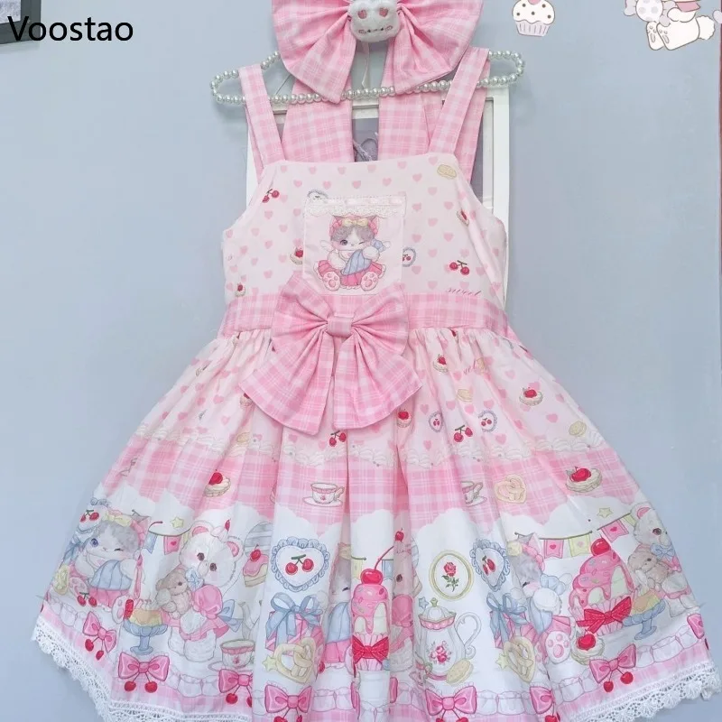 Japanese Sweet Lolita Jsk Dress Women Tea Party Mini Dresses Lolita Dress Lolita Suspender Dress Lolita Cosplay Costumes