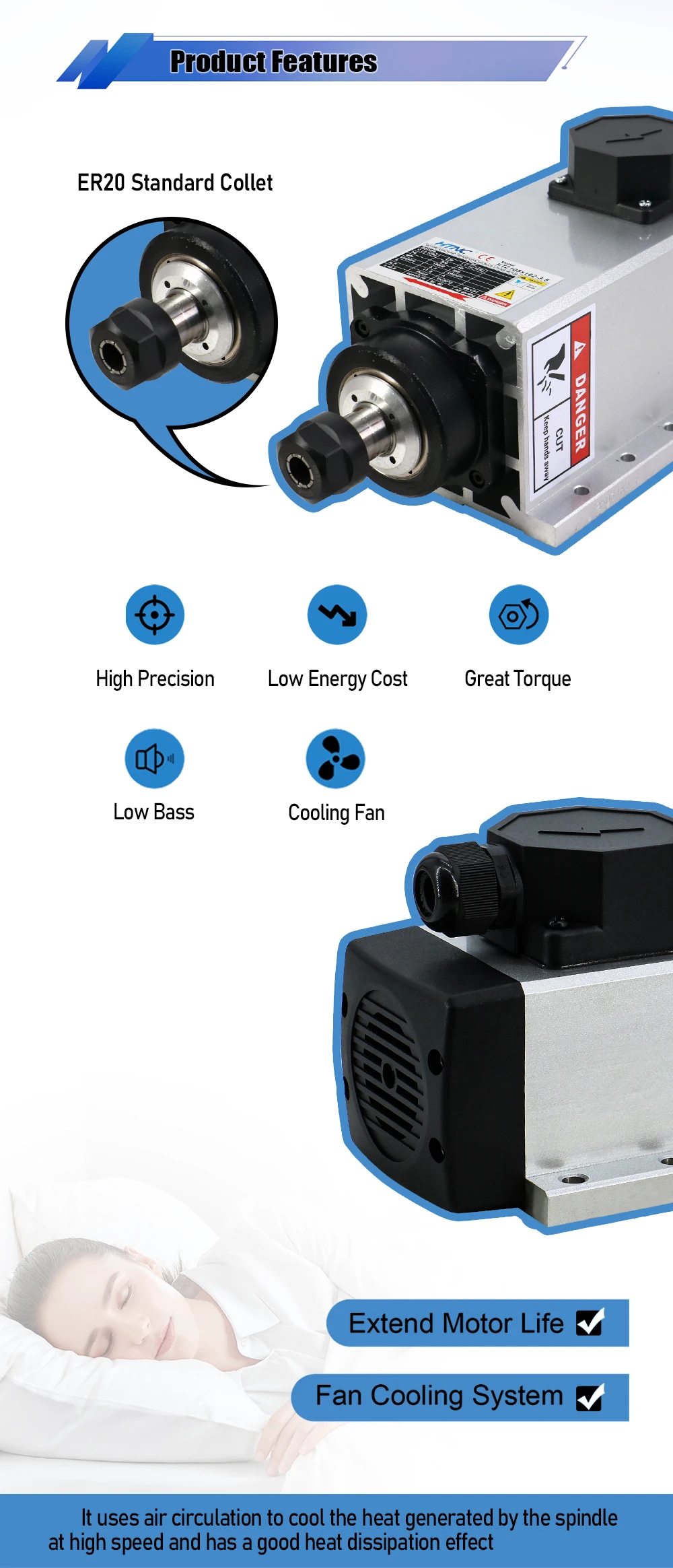2026 New 3500w Spindle Motor For wood aluminium soft metal High Speed 400hz 2400