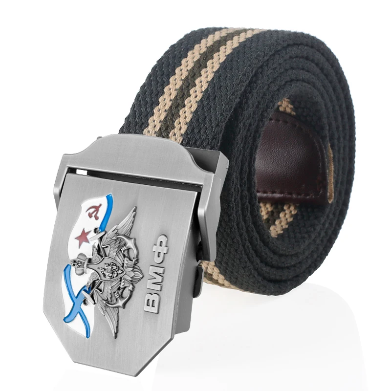 SupSindy Männer Frauen Canvas Gürtel 3D Russische Marine Metallschnalle Jeans Bund UdSSR ВМФ Militärsoldaten Taktische Gürtel Männlicher Riemen – Detail 20