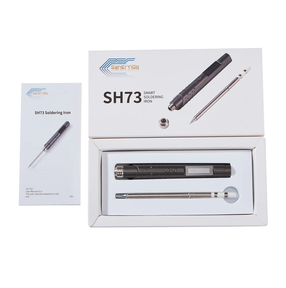 SH73 OLED Mini Electric Soldering Iron Adjustable Temperature Portable Solder Welding Station SH-K KU C4 BC2 B2 Tip tool Not T12 6