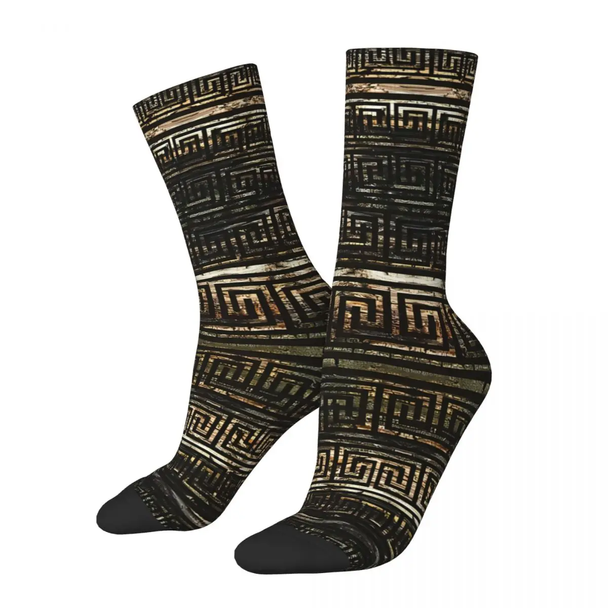 

Wooden Pattern Greek Key Ornament Meander Unisex Winter Socks Outdoor Happy Socks street style Crazy Sock