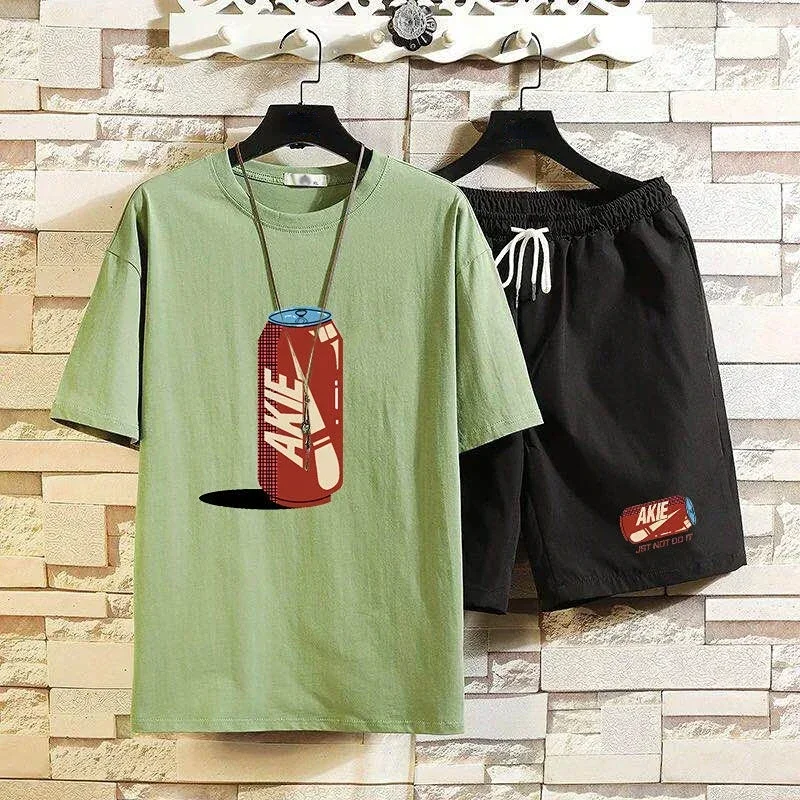 thumbnail image 1 of Camiseta estampada para hombre, ropa para hombre, chándal de gimnasio, conjuntos de pantalones cortos para correr, trajes deportivos holgados, top gráfico de alta calidad, tendencia elegante 2024, 1 of 4