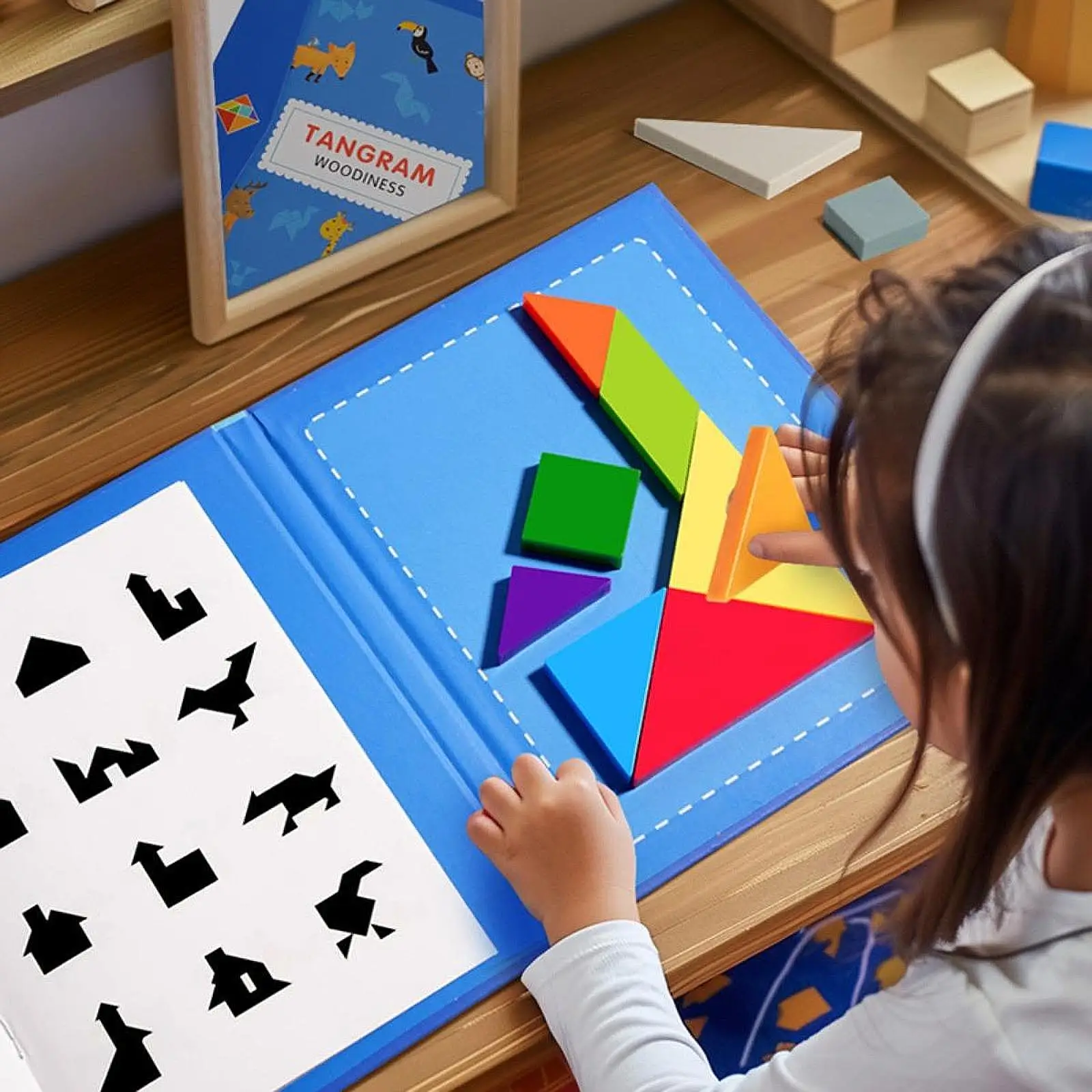Tangram Puzzle Fun Color Perception Travel Game Shape Pattern Block for Children Kids Adults Boys Girls Preschool Birthday Gift 2