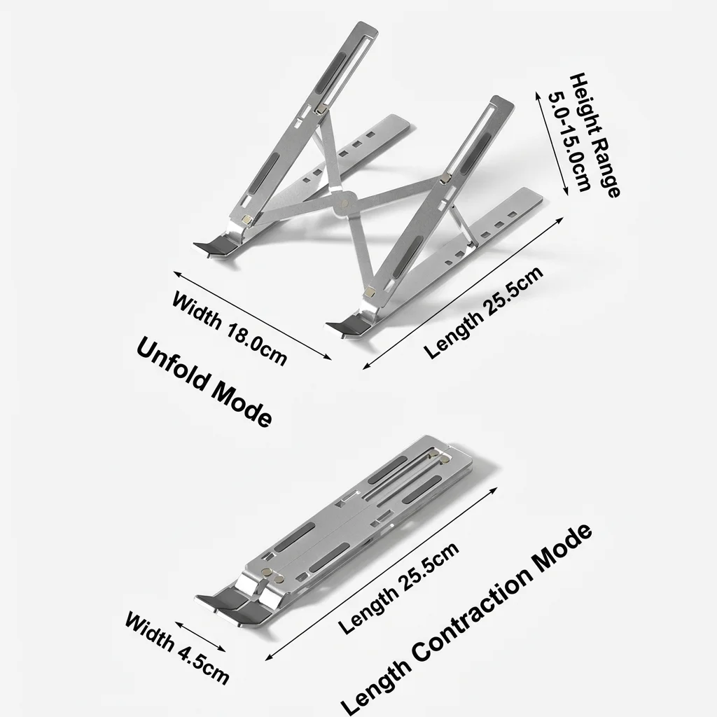 접이식 알루미늄 노트북 스탠드 - 조절 가능한 휴대용 노트북 받침대, 맥북, 델, HP 및 모든 노트북용 인체공학적 데스크탑 홀더