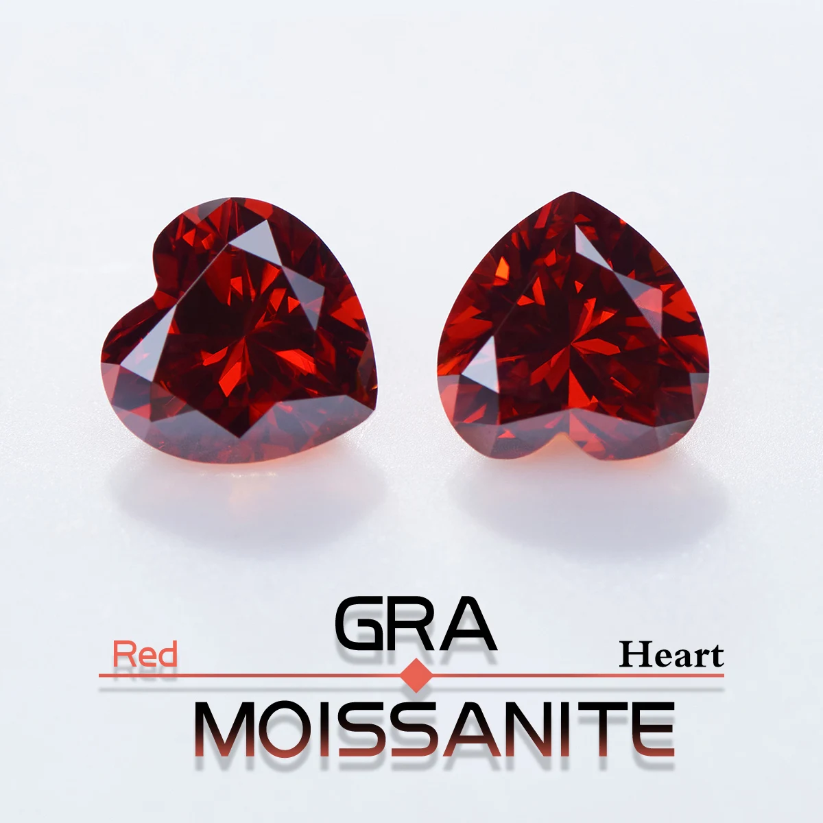 

Red Heart-shaped GRA Moissanite Loose stone jewelry matching certificate engraved code