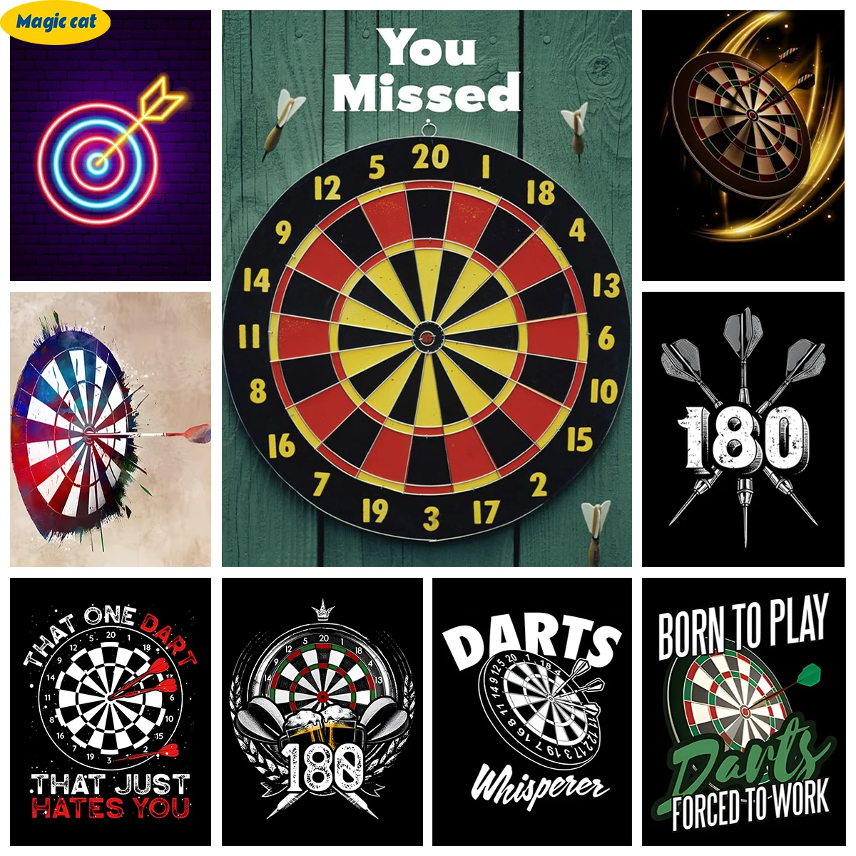 Darts 5D Diamond Painting Kit Dartboard Diy Diamond Embroidery Cross Stitch Adult Hand Mural Sports Home Wall Decor Gift