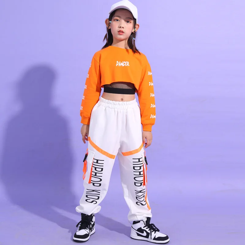 

Crianças colheita carta superior impressão calças de carga meninas moletom joggers criança streetwear roupas adolescente hip hop