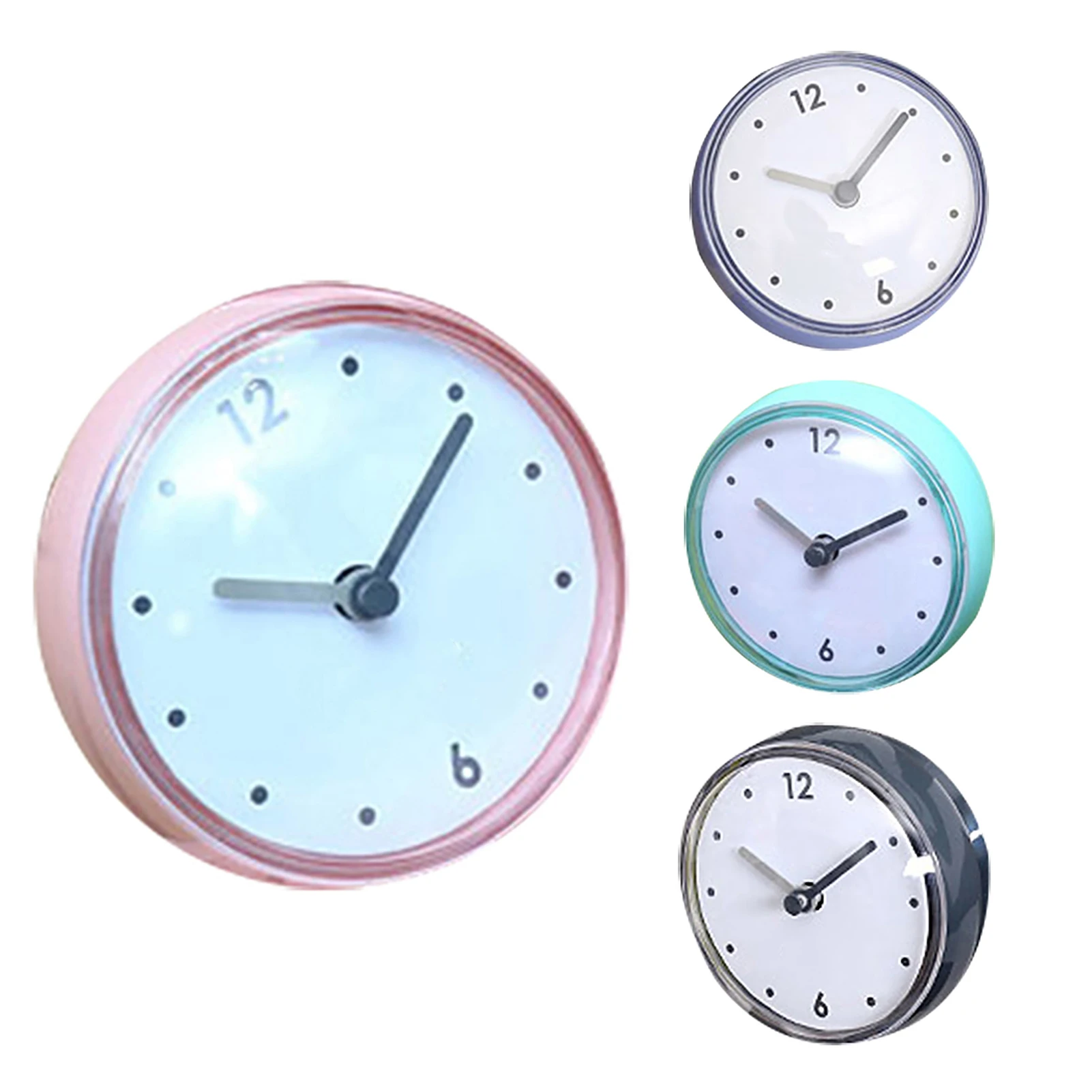 Cute Waterproof Sucker Alarm Clock Cartoon Kitchen Bathroom Bath Shower Clocks With Suction Cup Sucker Wall Clocks DecorationMini Sucker Wall Clock Bathroom Anti-Fog Waterproof 7cm Kitchen Toilet Small Quartz Table Clock