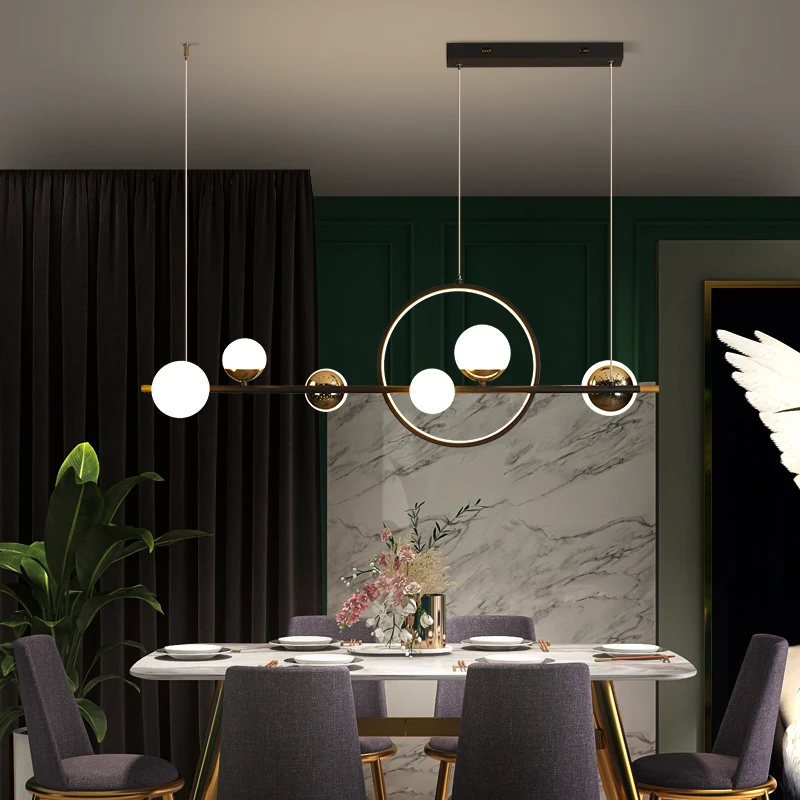 

Modern Nordic Design LED Chandelier For Dining Room Kitchen Table Ceiling Pendant Lamp White Ball Remote Control Hanging Light