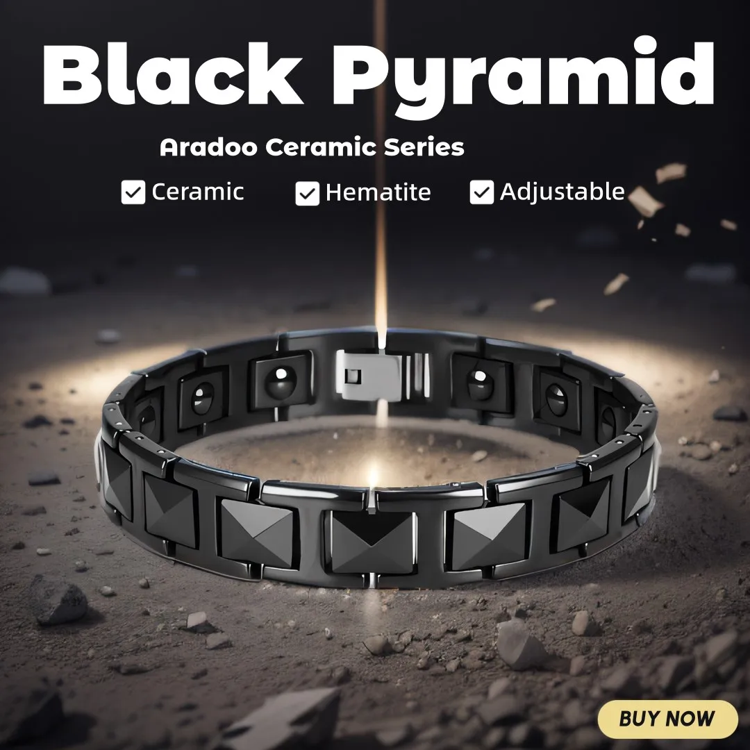 Pyramid Black Ceramic Couple Energy Bracelet Germanium Antioxidant Anti radiation Anti fatigue Health Bracelet
