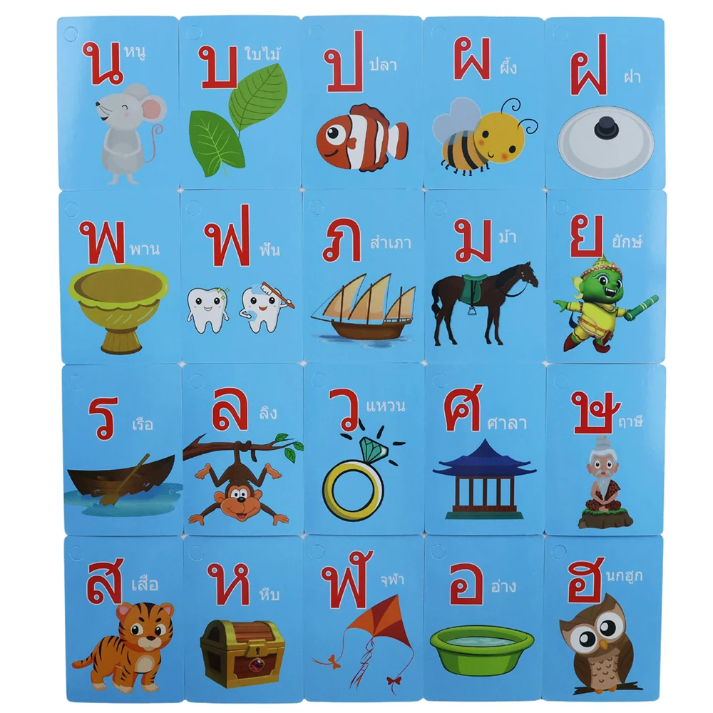 Toddler Thai Alphabet Words Flashcards Play Games Learning Educational for Children Kids Montessori Intelligence Phonics Cards 5