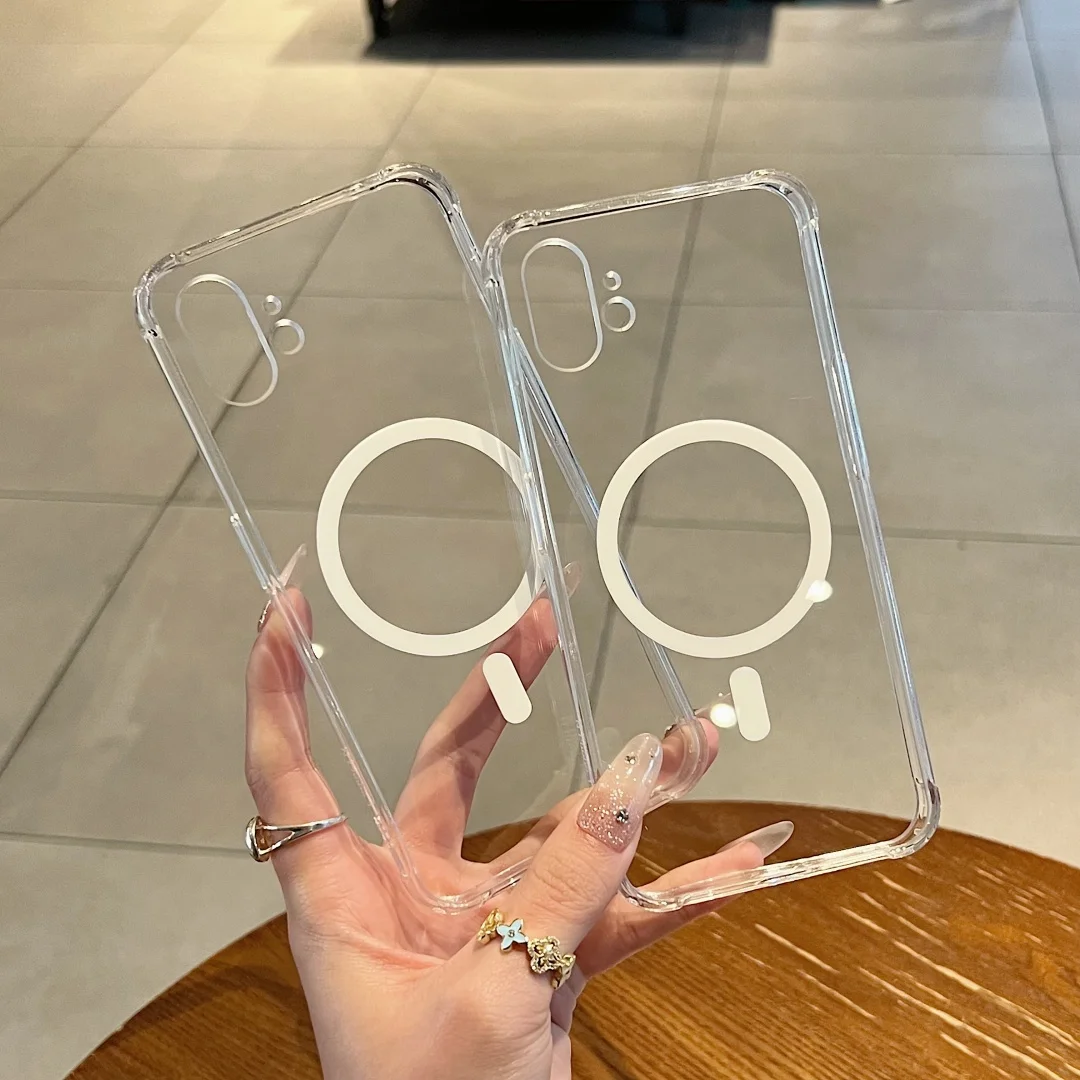 Transparent Magnetic Protective Phone Case with TPU Sides and Plastic Back