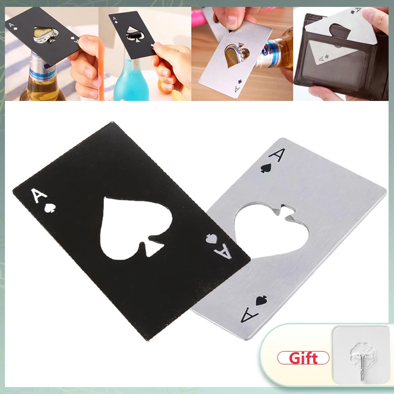 

Creative Credit Card Bottle Opener Pocket Stainless Steel Can Opener Bottle Picker Beer Wine Beer Opener Poker Black Peach A