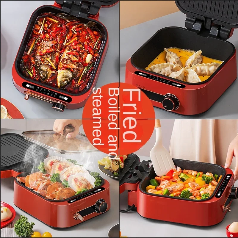 Multifunctionalhouseholdcookingpotelectrichotpot barbecuegrillingsteamingelectric cake pan stall deepening electriccooking pot 4