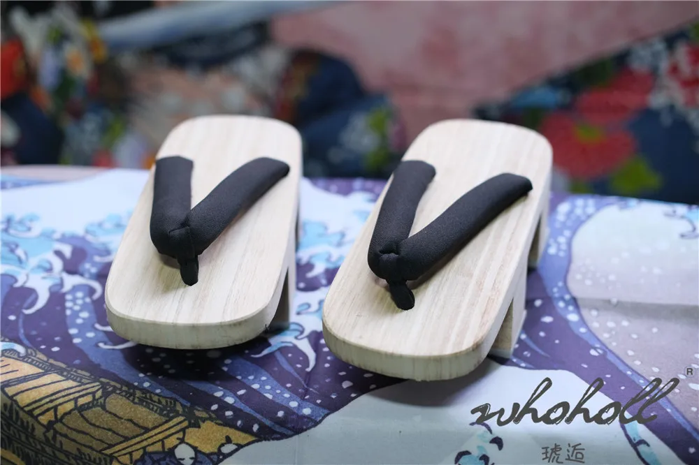Dicke Plattform Zwei-Zähne Geta Mann Frauen Hausschuhe Japanisches Holz Geta Anime Cosplay Kostüme Schuhe Flip Flops Slipper Clogs Sandalen – Detail 9