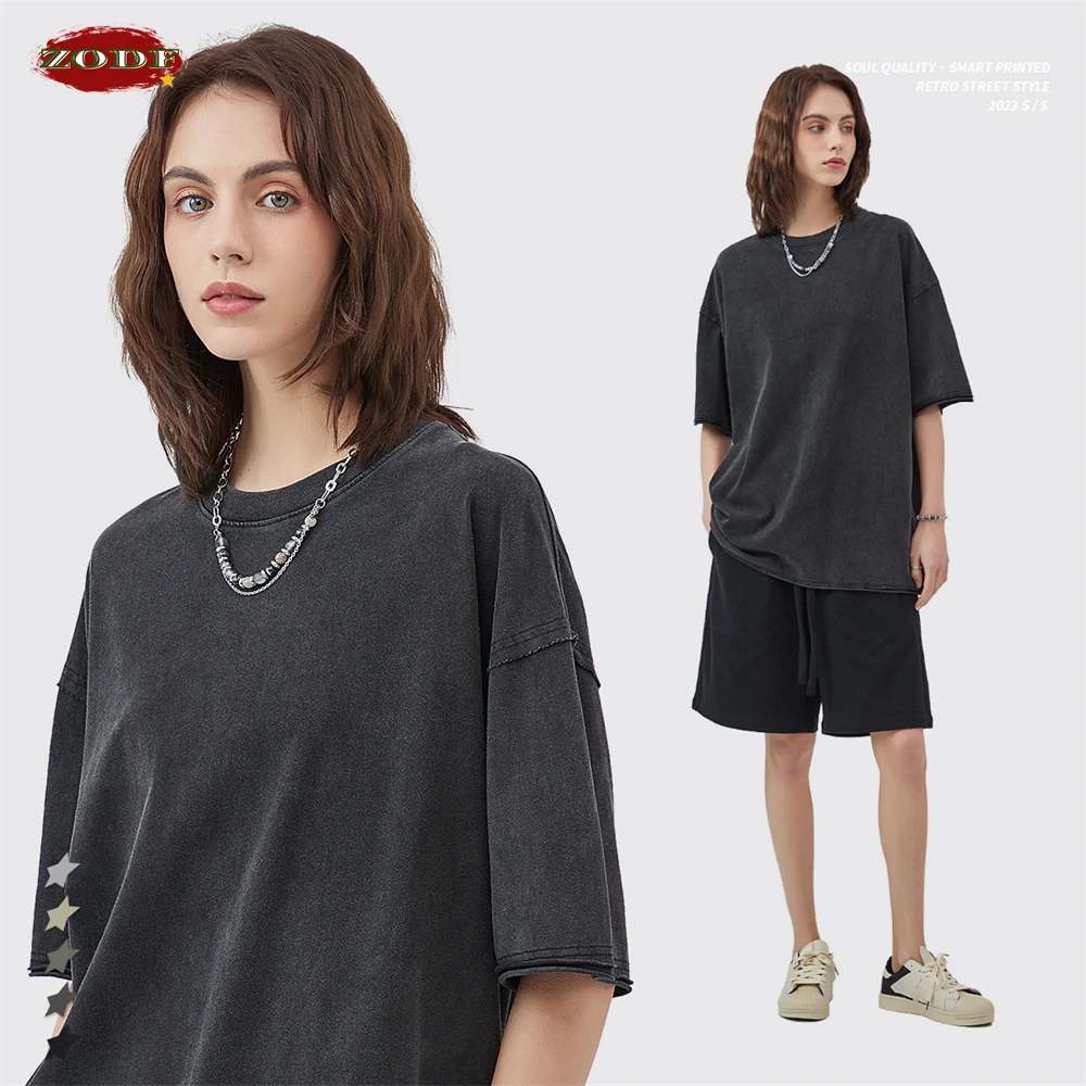 [NG] REGEN CONSTELLATION SEMI-OVERFIT T-SHIRT ★大人気★ ZODF 2025 High Street Men Batik Washed Solid T Shirts Unisex