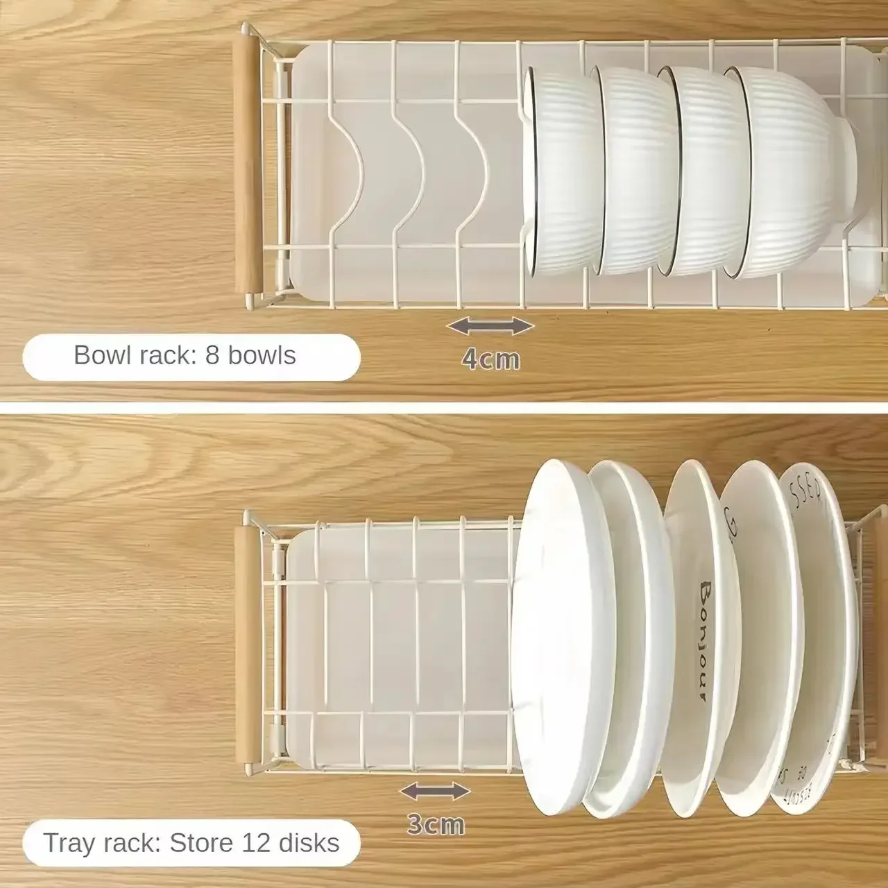Storage Rack Kitchen Storage Rack Perforation-Free Drain Bowl Tray Household Countertop Utensil Cabinet
