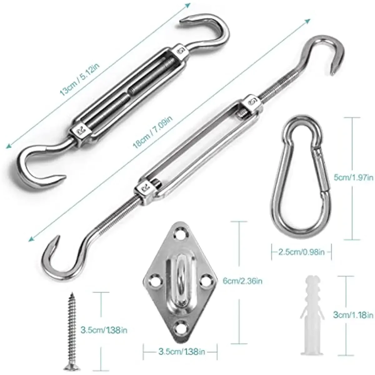 Description Picture 2 of itemAwning Install Attachment Set Heavy Duty Sun Shade Sail Stainless Steel Hardware Kit for Home Garden Sunshade Fixing Accessories