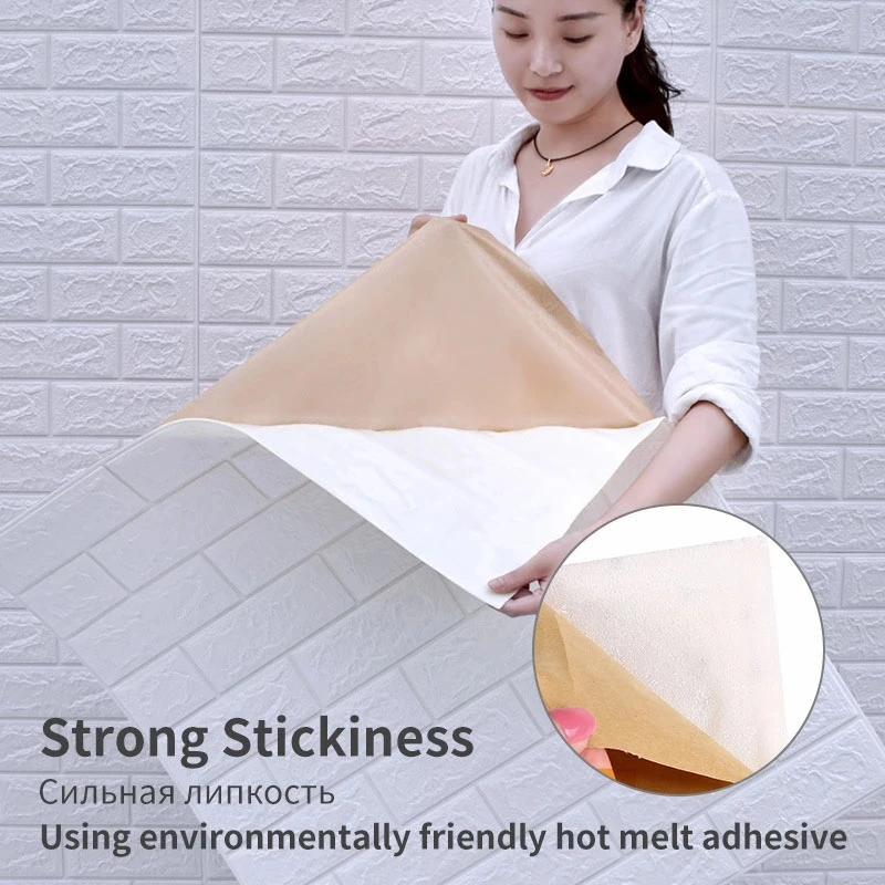 

3D Brick Self-adhesive Waterproof DIY Wallpaper Decorative Foam Waterproof Cover Wall Stickers for Kids Room Kitchen Stickers