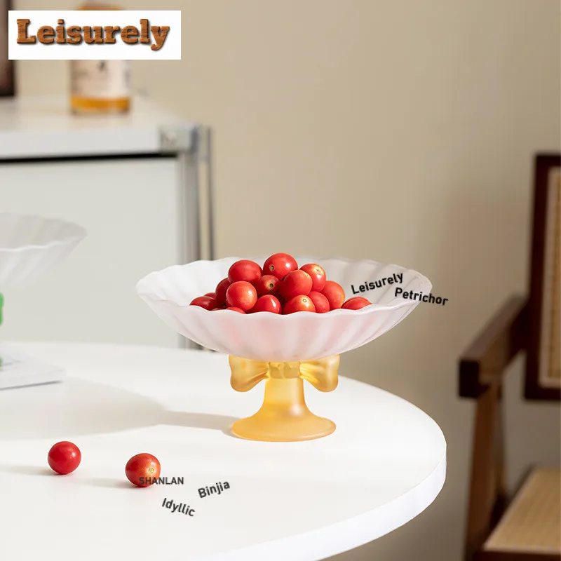 Frosted Glass Butterfly Pattern Fruit Dishes Boutique Pastry Plate Dim Sum Plate Dessert Candy Dish Serving Tray Gift Supplies