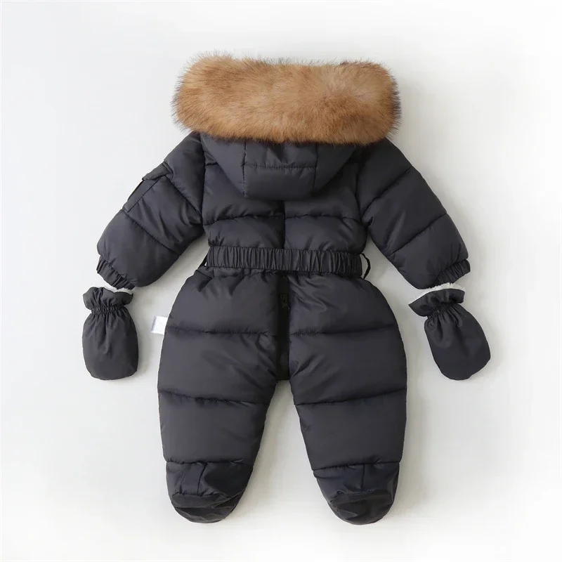 Winter Newborn Baby Girl Jumpsuit Thicken Baby Ski Suit With Gloves Belt Romper Warm Infant Snowsuit Children Clothing Set