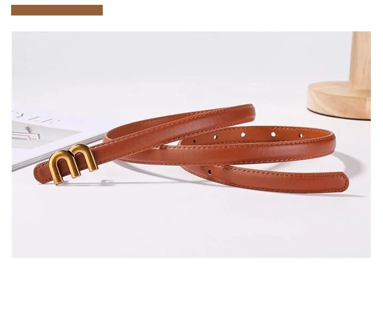 Cinturón de mujer con hebilla m en aleación estilo minimalista_voghion.com