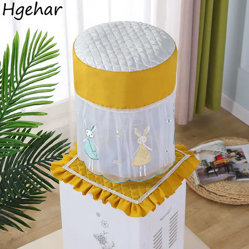 2 PCS/Set Water Dispenser Covers Lace Embroidered Cartoon Drinking Fountain Machine Dust Protector Household Kitchen Accessories