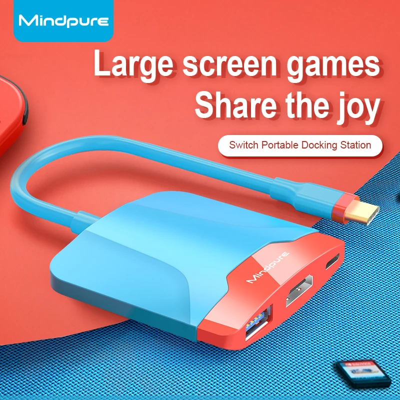Mindpure Switch Dock 4K Hdmi Usb 3.0 Adattatore Hub Usb C Splitter Tv Docking Station Portatile Per Nintendo Laptop Macbook Pc Ipad