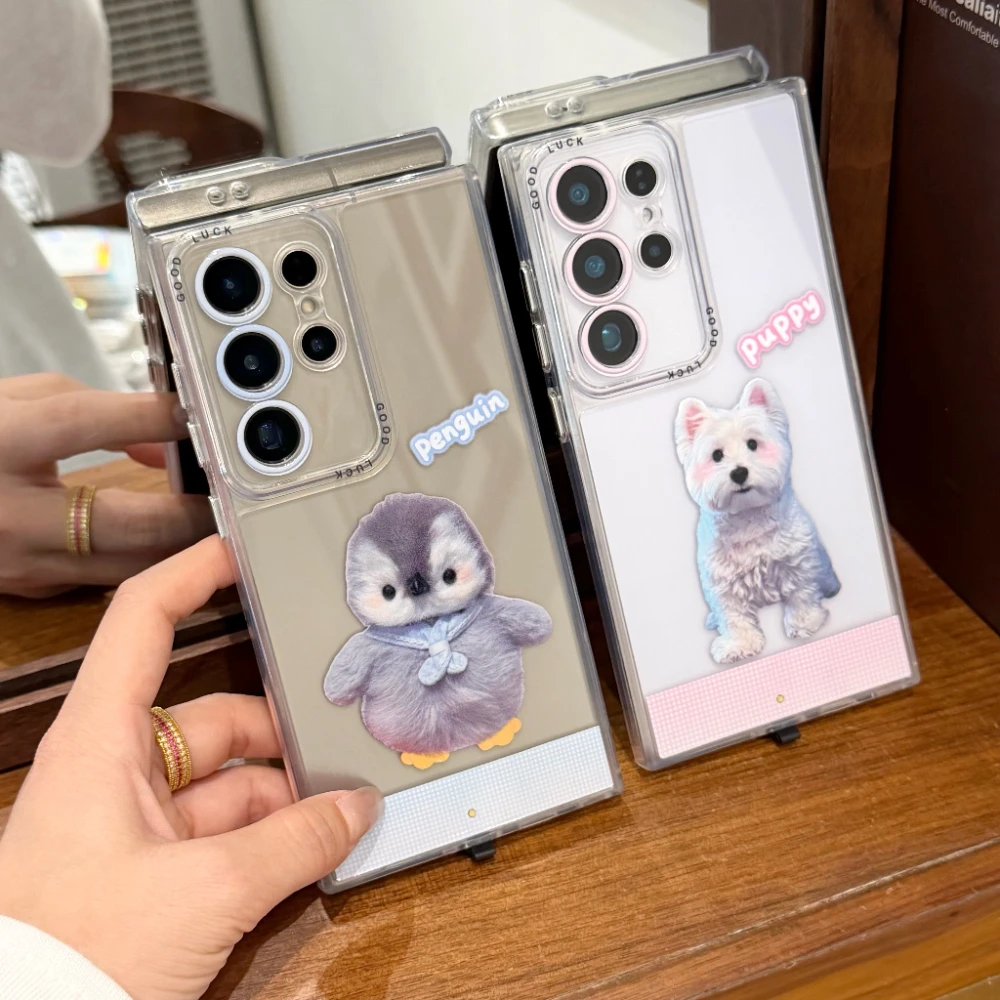 Luminous Flashing Penguin Puppy Phone Case with Glowing Light-Up Design