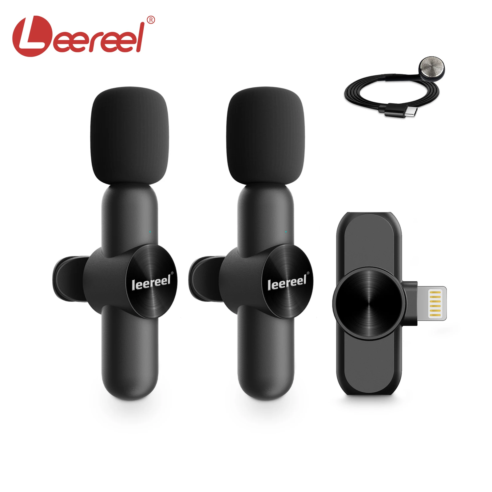 

Leereel 2022 Wireless Lavalier Microphone Noise reduction Audio Video Recording Mini Mic for iPhone Android Live Gaming vlog