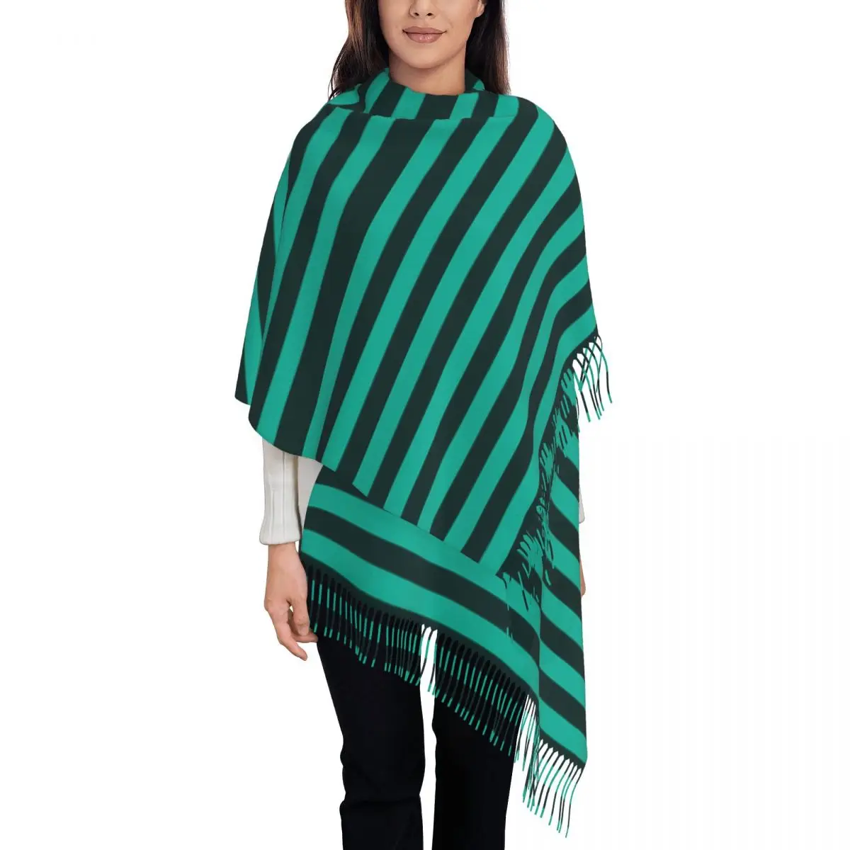 

Теплый мягкий шарф, зимние зеленые шали и палантины в Вертикальную Полоску, черный шарф с черными линиями на заказ, женский роскошный брендовый головной платок, шарфы