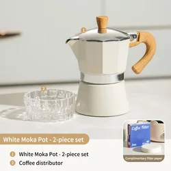 Classic Italian Espresso Moka Pot - Handcrafted Coffee Brewer and Utensil (White)