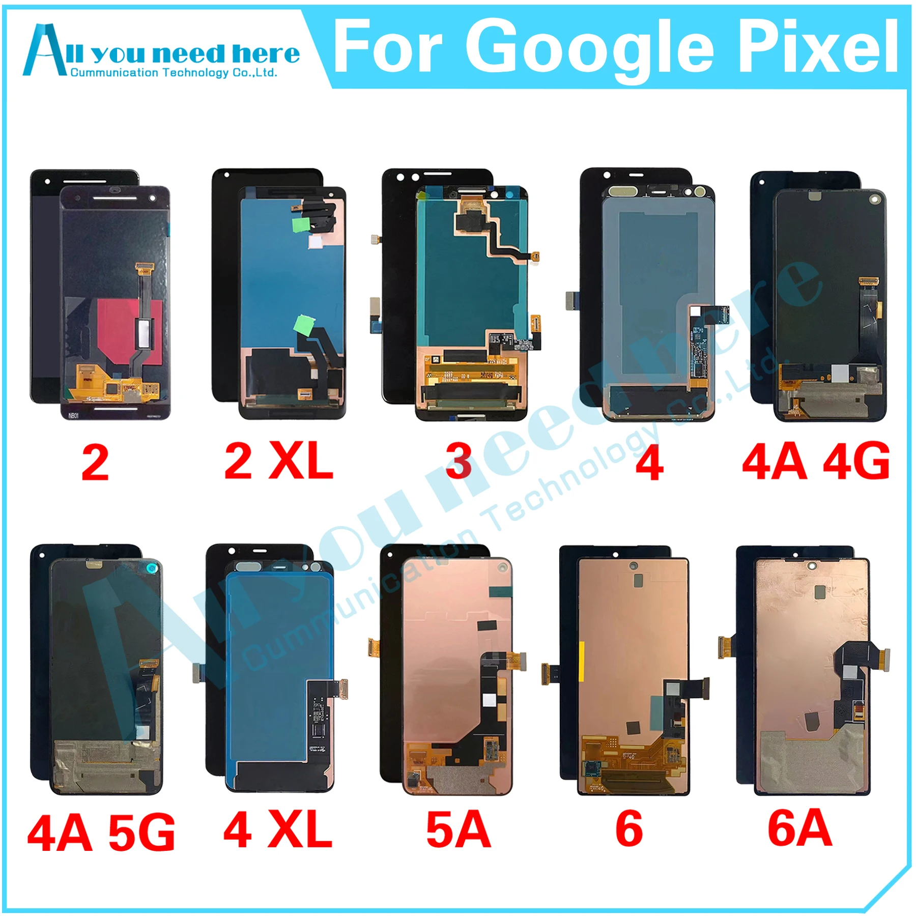 

100% Test AAA For Google Pixel 2 3 4 XL 4A 5A 6 6A 4G 5G LCD Display Touch Screen Digitizer Assembly Repair Parts Replacement