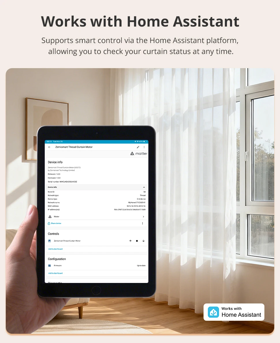 Matter Thread Smart Mini Motor with Splicing Curtain Track Support Homekit Alexa